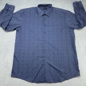 Buffalo David Bitton Men's 2XLT Slim Fit Stretch Shirt Blue Paisley Casual Prep